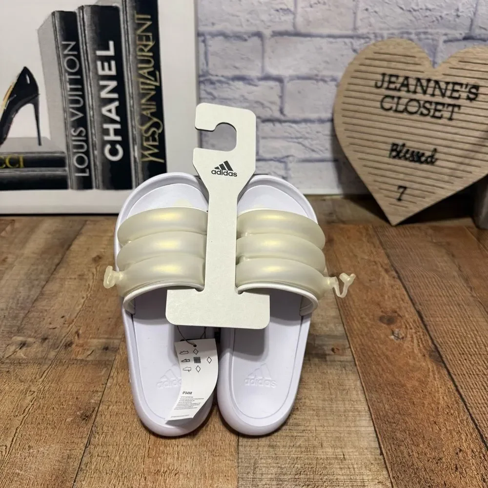 Adidas Adilette 2.0 Inflated Zplaash White Cushioned Slides NWT